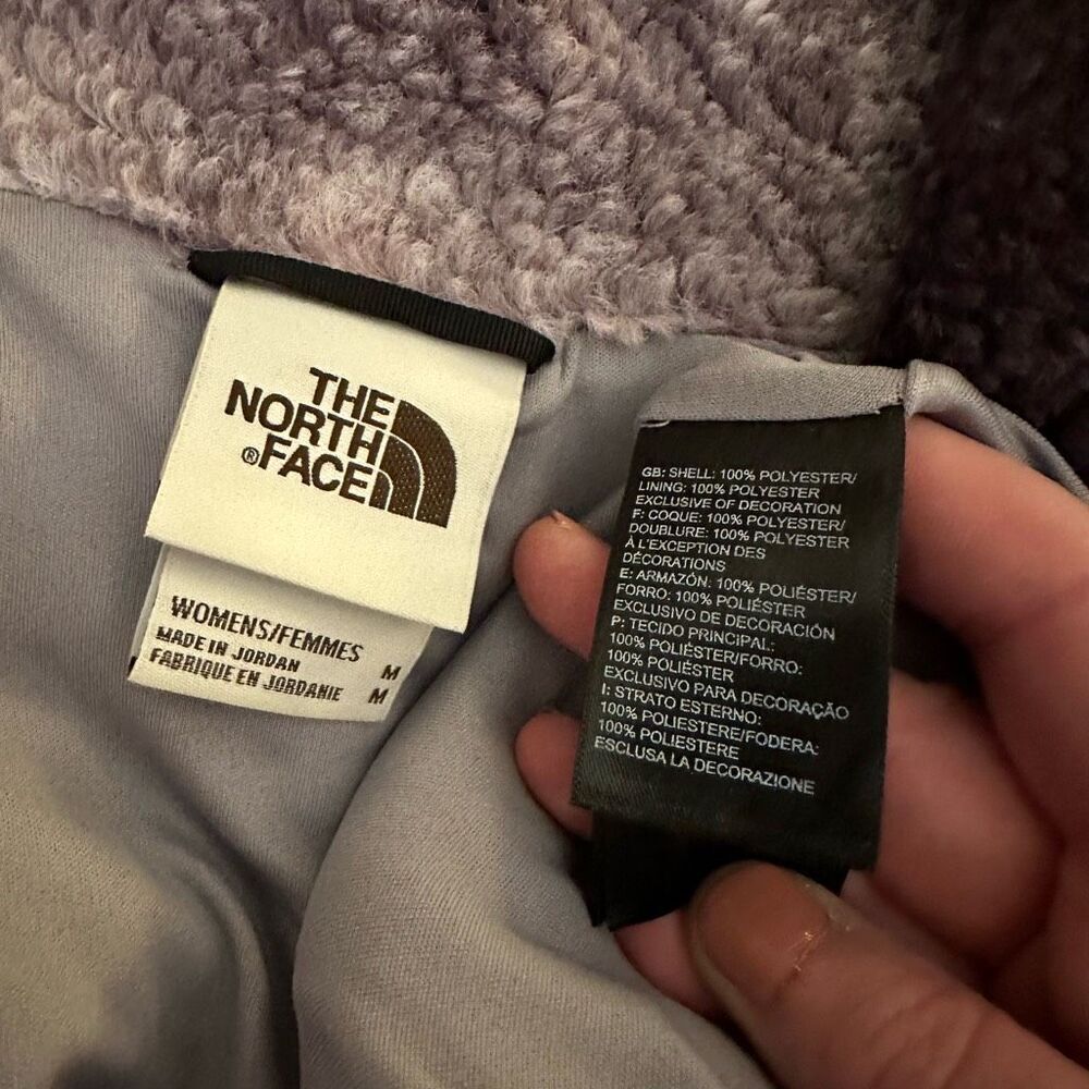 The North Face Womens Sherpa Purple White Tie Dye Zipper Jacket Medium EUC - Picture 5 of 11